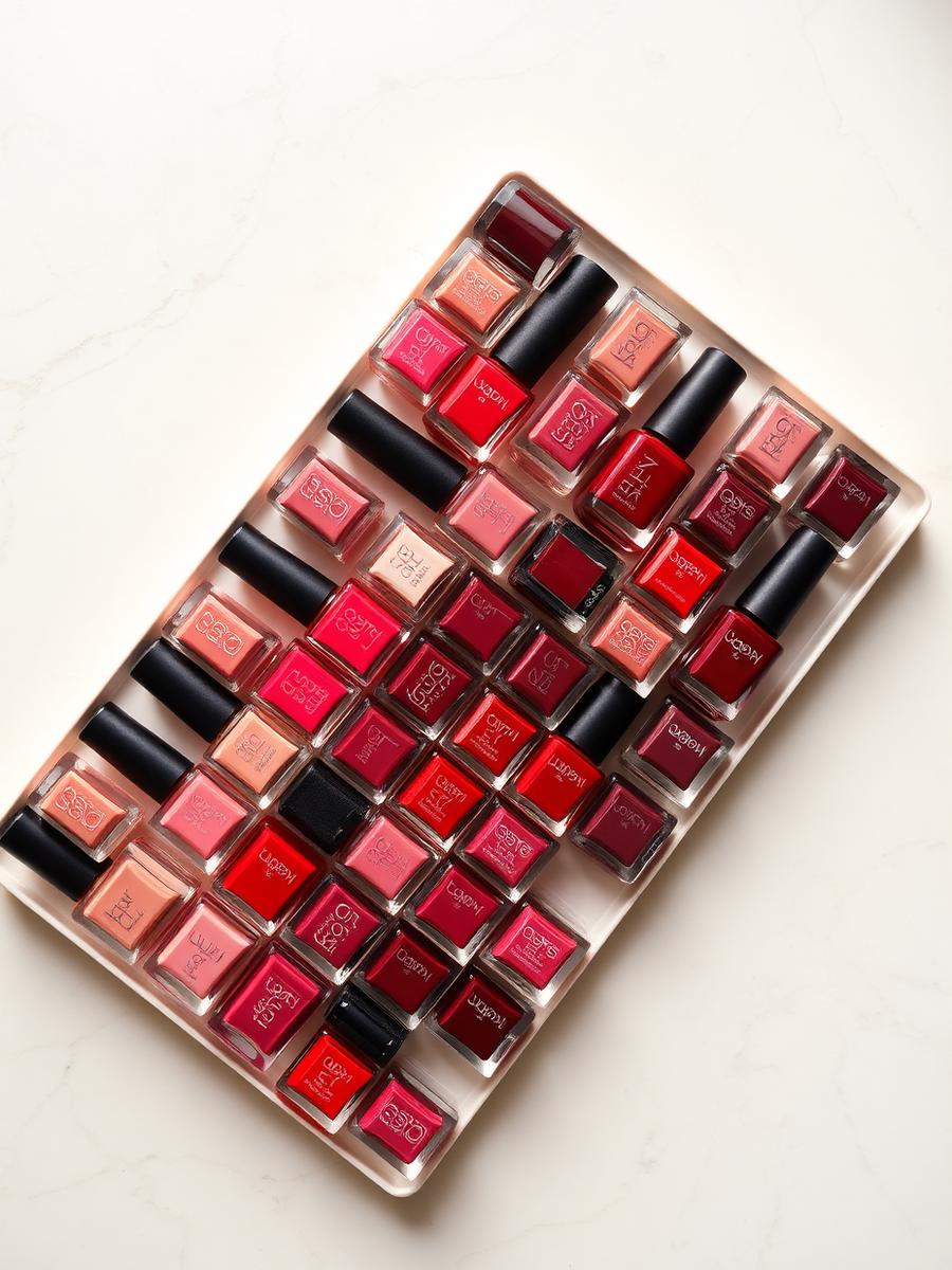 Rows of premium nail polish shades